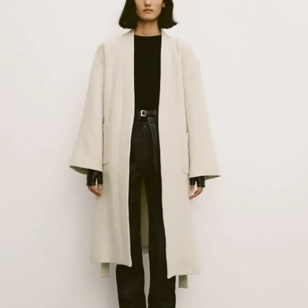 NWT ZARA MINIMALIST COAT WITH MANTECO WOOL ZW COLLECTION XS 8329